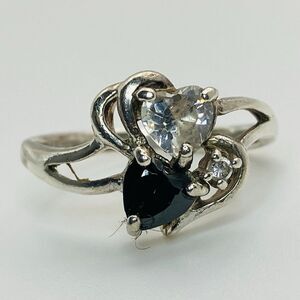 NF, RHINESTONE Sterling Cluster Heart Design Ring, Size 6.5, 2.74 G